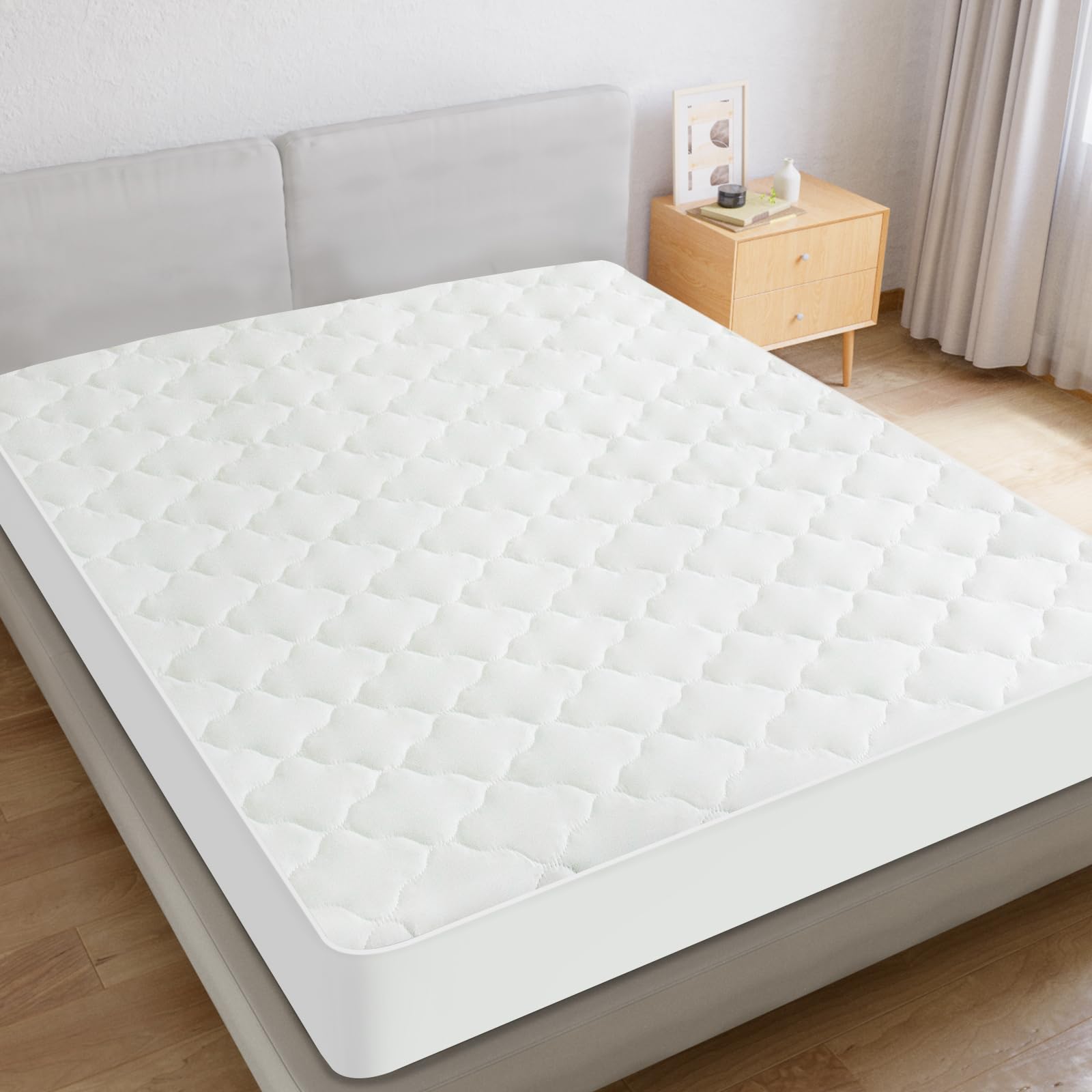 2 Pack King Mattres Protector Pad Waterproof Quilted, Breathable & Cooling King Size Mattress Cover Protector Fitted With Deep P
