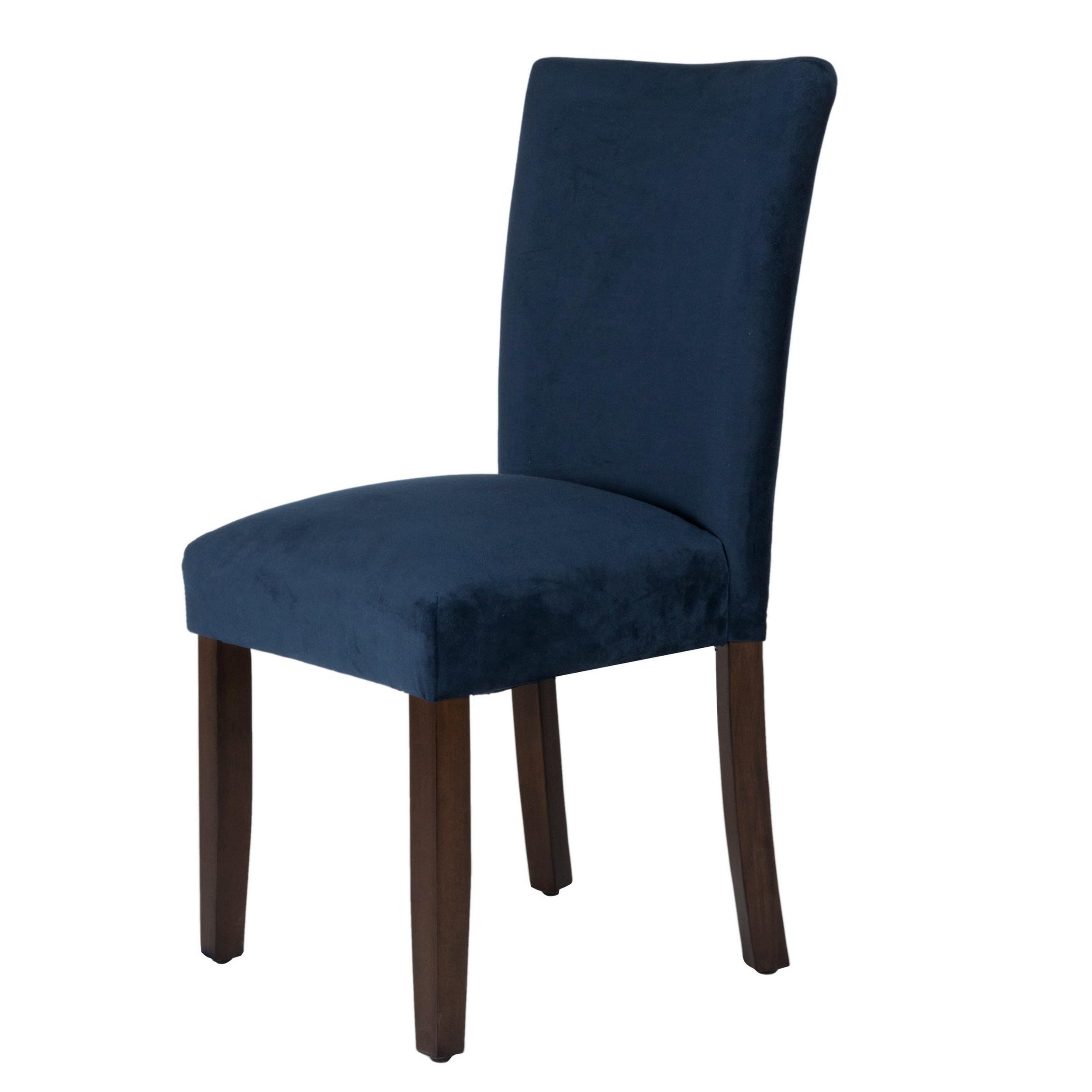 HomePop Parsons Classic Upholstered Accent Dining Chair, Set of 2, Navy Velvet