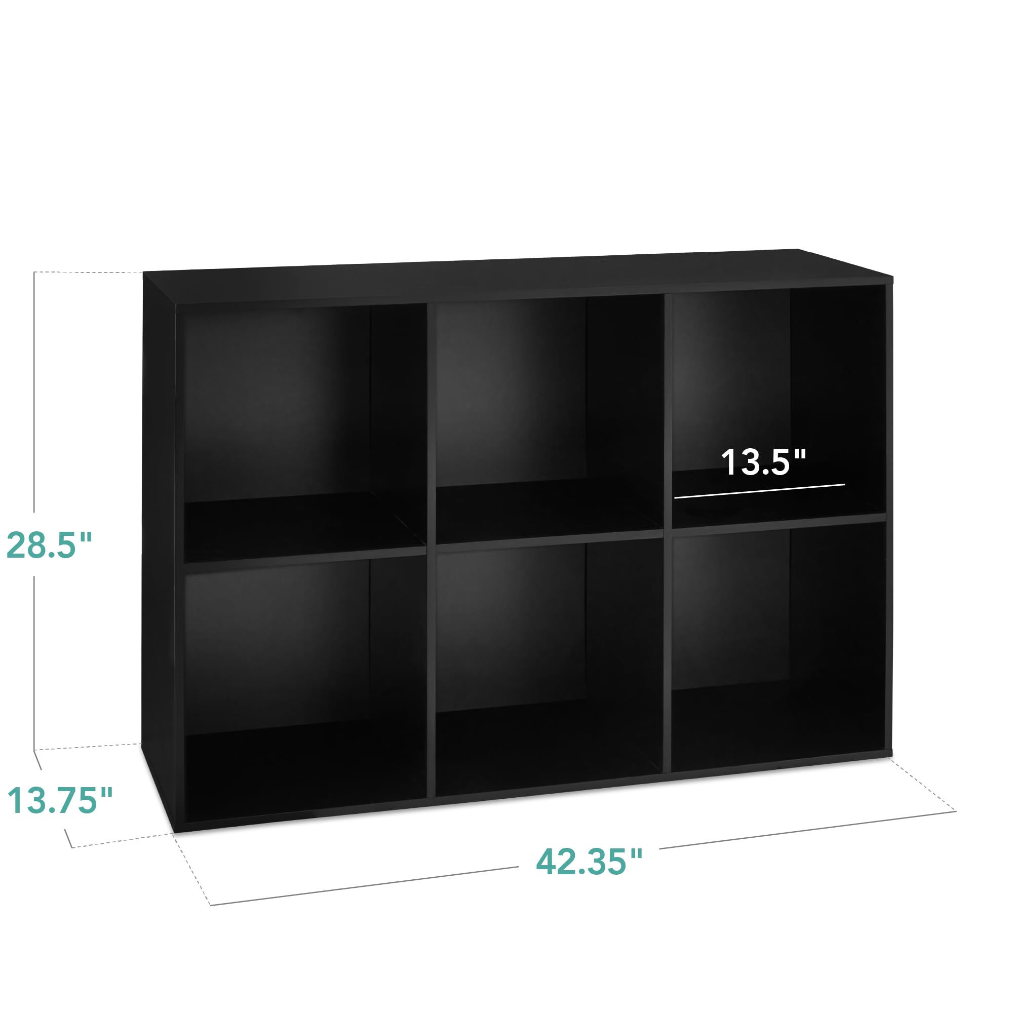 Best Choice Products 6-Cube Storage Organizer, 13.5In Shelf Opening, Bookcase, Display Shelf, Customizable W/ 3 Removable Back Panels – Black
