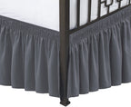 Biscaynebay Wrap Around Bed Skirts With Split Corners For King Beds 15' Drop, Dark Grey Adjustable Elastic Dust Ruffles Easy Fi