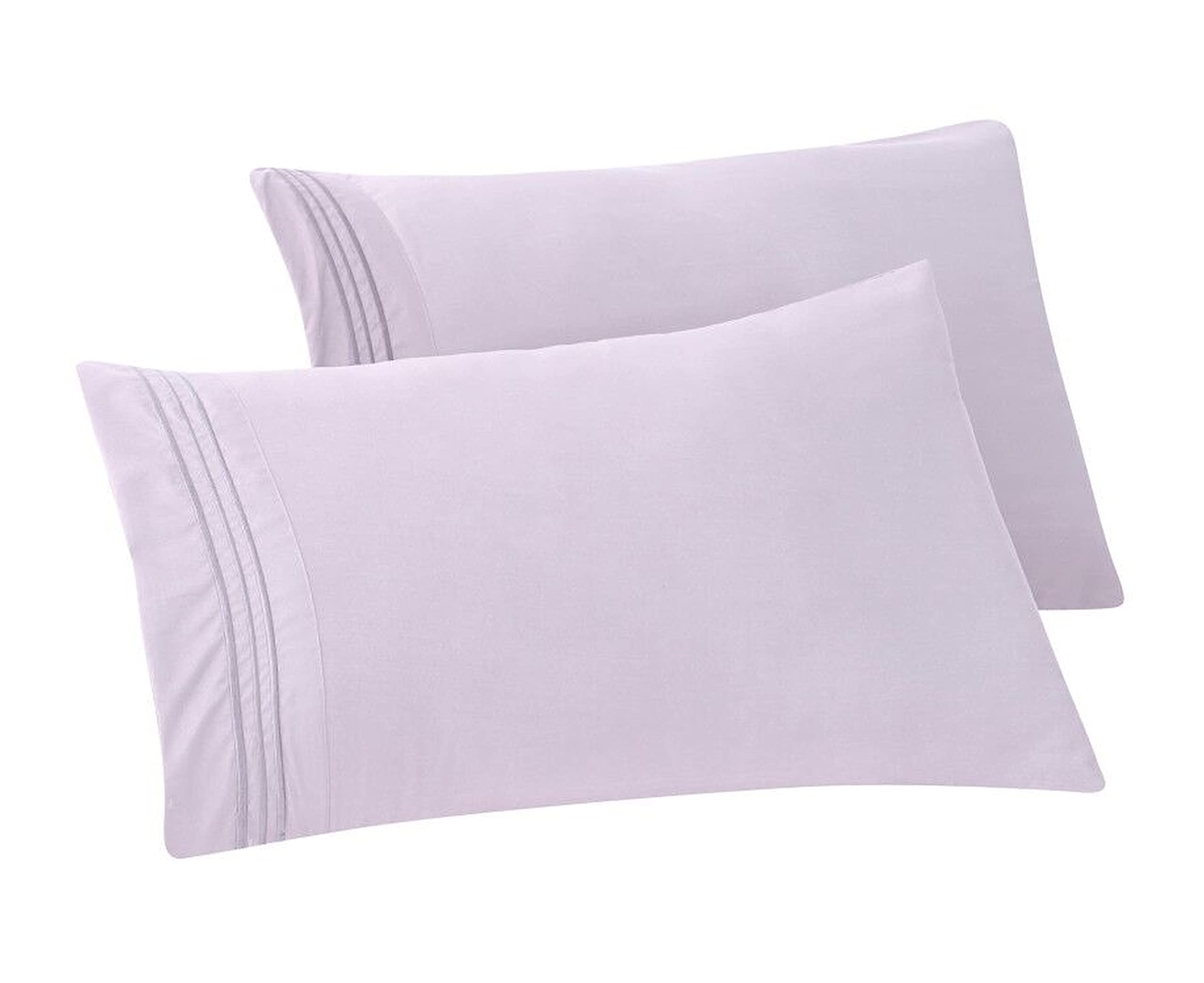 Elegant Comfort Solid Pillowcases 1500 Thread Count Egyptian Quality - Easy Care, Smooth Weave, Wrinkle And Stain Resistant, Easy Slip-On, 2-Piece Set, Standard/Queen Pillowcase, Lilac