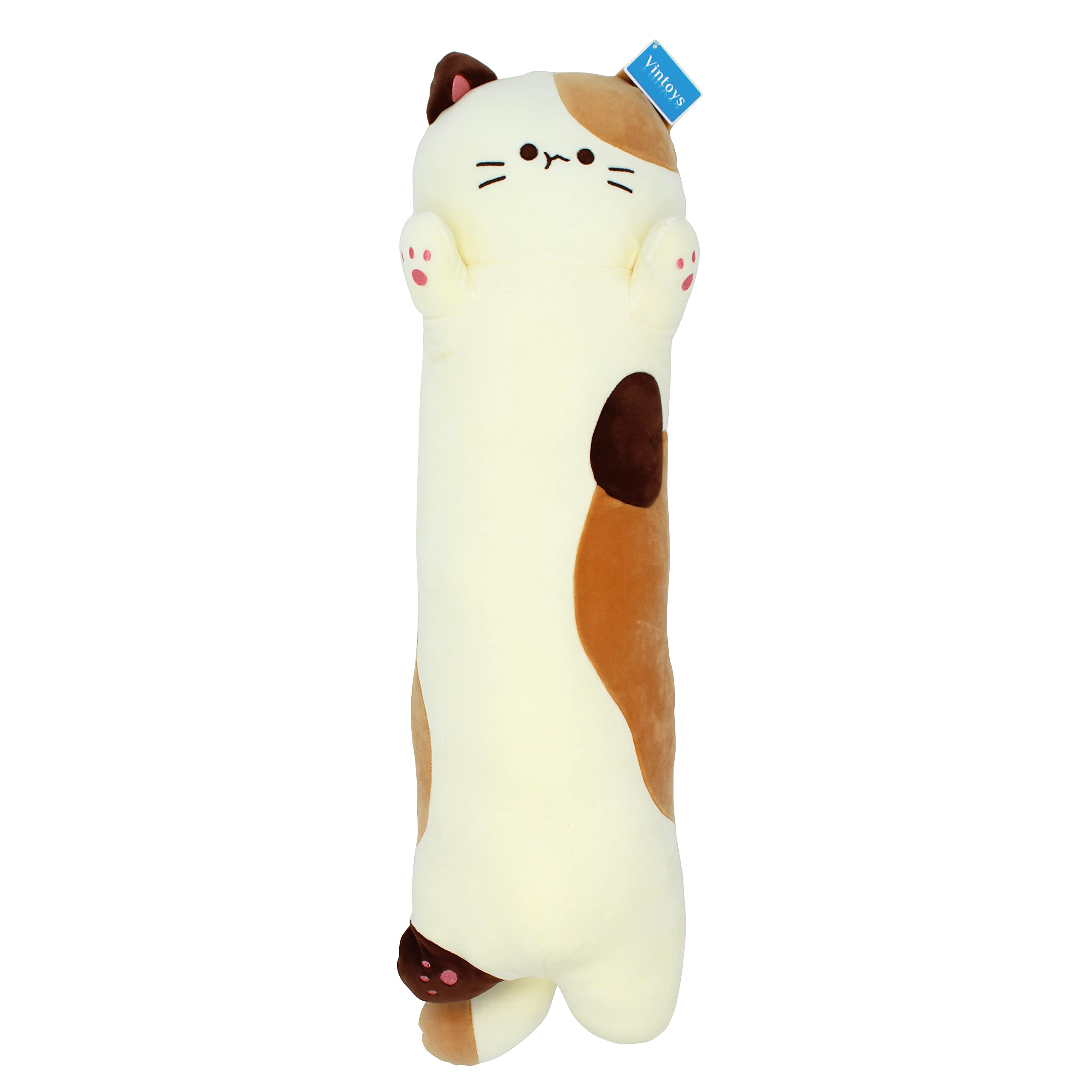 Vintoys Very Soft Cat Long Hugging Pillow Plush Kitten Kitty Stuffed Animals Milky White 26'