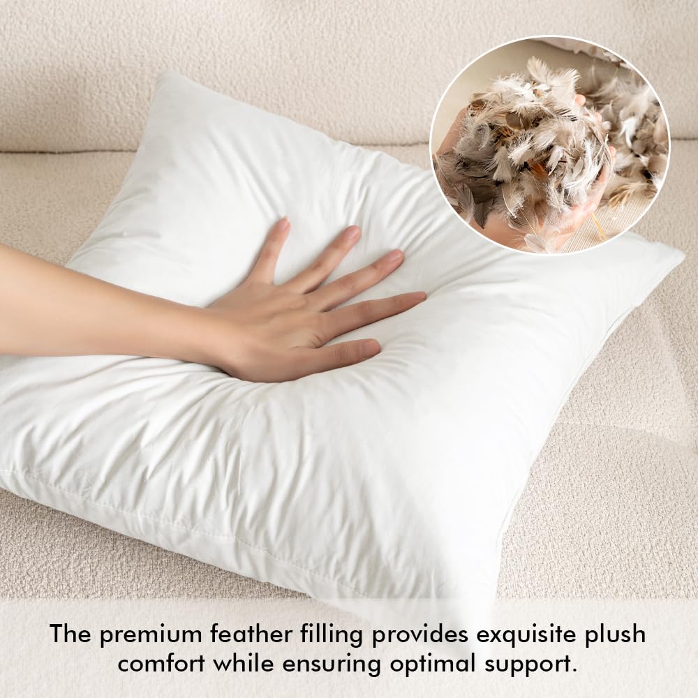 Miulee 30X30 Pillow Inserts, Pack Of 2 Down Feather Throw Pillow Inserts, Decorative Fluffy Throw Pillows Cotton Fabric For Living Room Sofa Bed