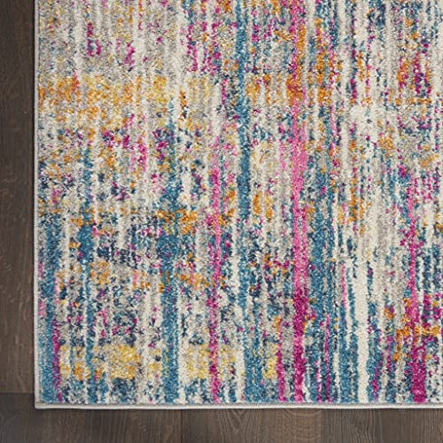 HomeRoots Ivory/Multi 100% Polypropylene 7’ x 10’ Ivory Abstract Striations Area Rug