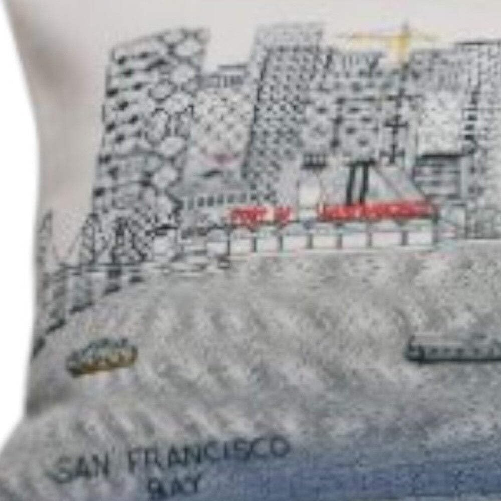 HomeRoots Cream 35' White San Francisco Daylight Skyline Lumbar Decorative Pillow