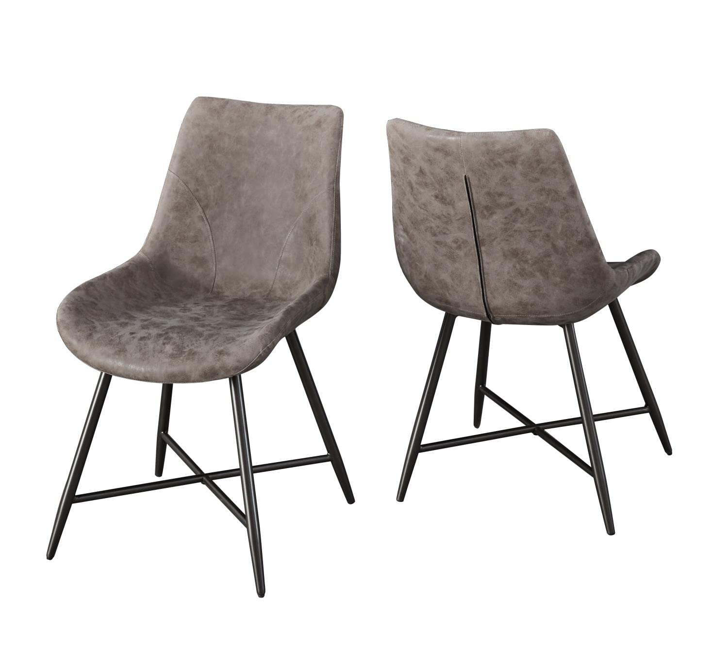 Steve Silver Furniture Ramona 5pc Marble Dining Set, 44" Round Marble Top w/Iron Base, 4-100% Polyester Side Chairs, Mid-Century/Modern Design, Dining Room, 44" L x 44" W x 30" H, Brown, White