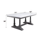 Acme Yabeina Dining Table in Marble Top and Gray Oak Finish