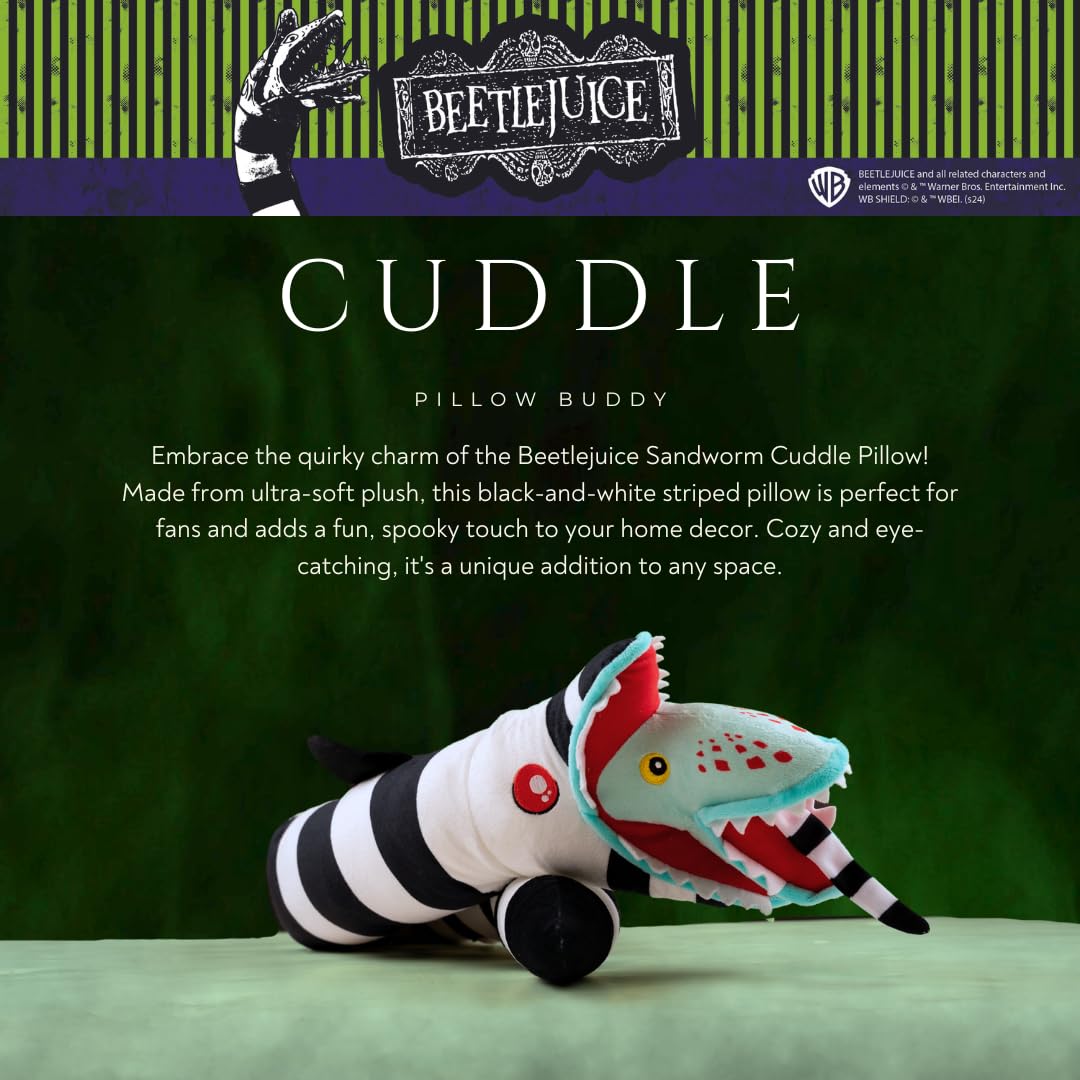 Franco Bedding Super Soft Plush Decorative Throw Cuddle Pillow, Standard, Beetlejuice-Sandworm