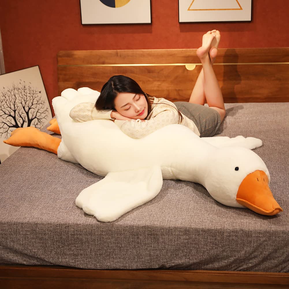 Srutirbo Giant White Goose Plush - 20 Soft Furry Swan Stuffed Animal Pillow, Perfect Hugging Gift for All Ages