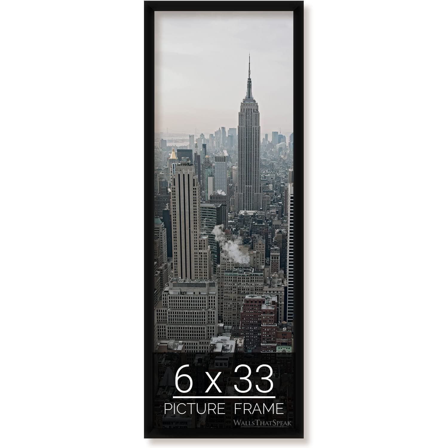 wallsthatspeak 6x33 Black Picture Frame for Puzzles Posters Photos or Artwork