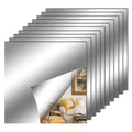 Fantasyon 10 Pieces Flexible Mirror Sheets, Self Adhesive Decorative Plastic Mirror Tiles Non-Glass Mirror Stickers for School E
