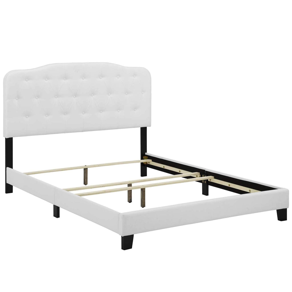 Modway Amelia Tufted Fabric Upholstered Queen Platform Bed In White