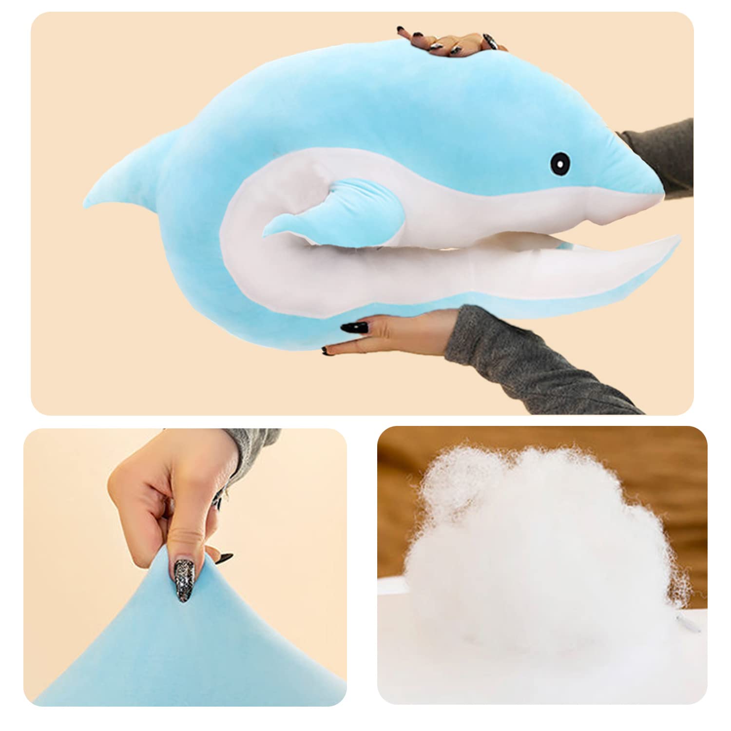 Dolphin Stuffed Animals Plush Pillow Super Soft Sea Animal Plush Toys Dolls For Boys Girls Sleeping Cushion Gift (120Cm/47.24In,