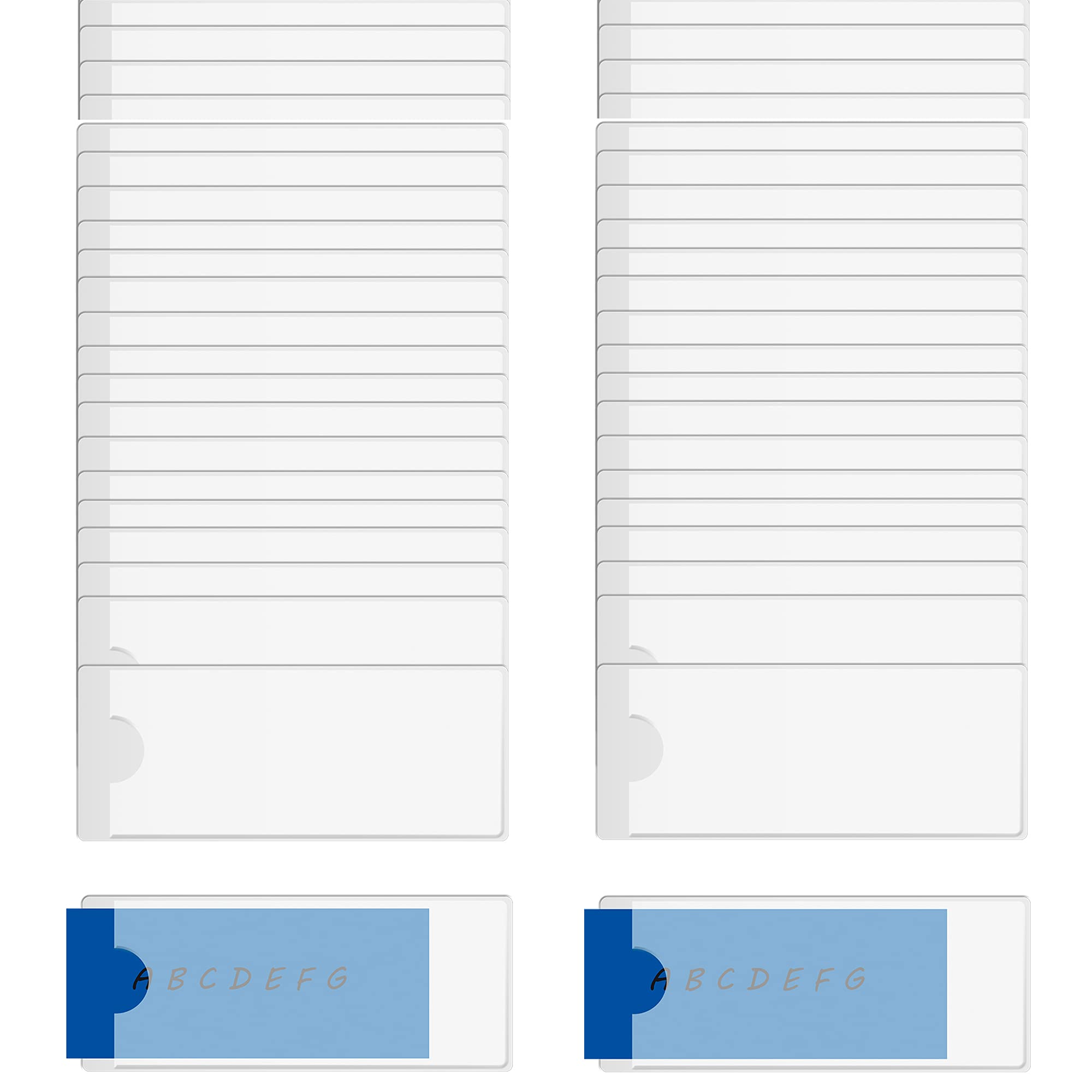 100 Pack Self-Adhesive Index Card Pockets With Top Open For Loading - Label Holder For Business Card Storage Bookshelf Mailbox B