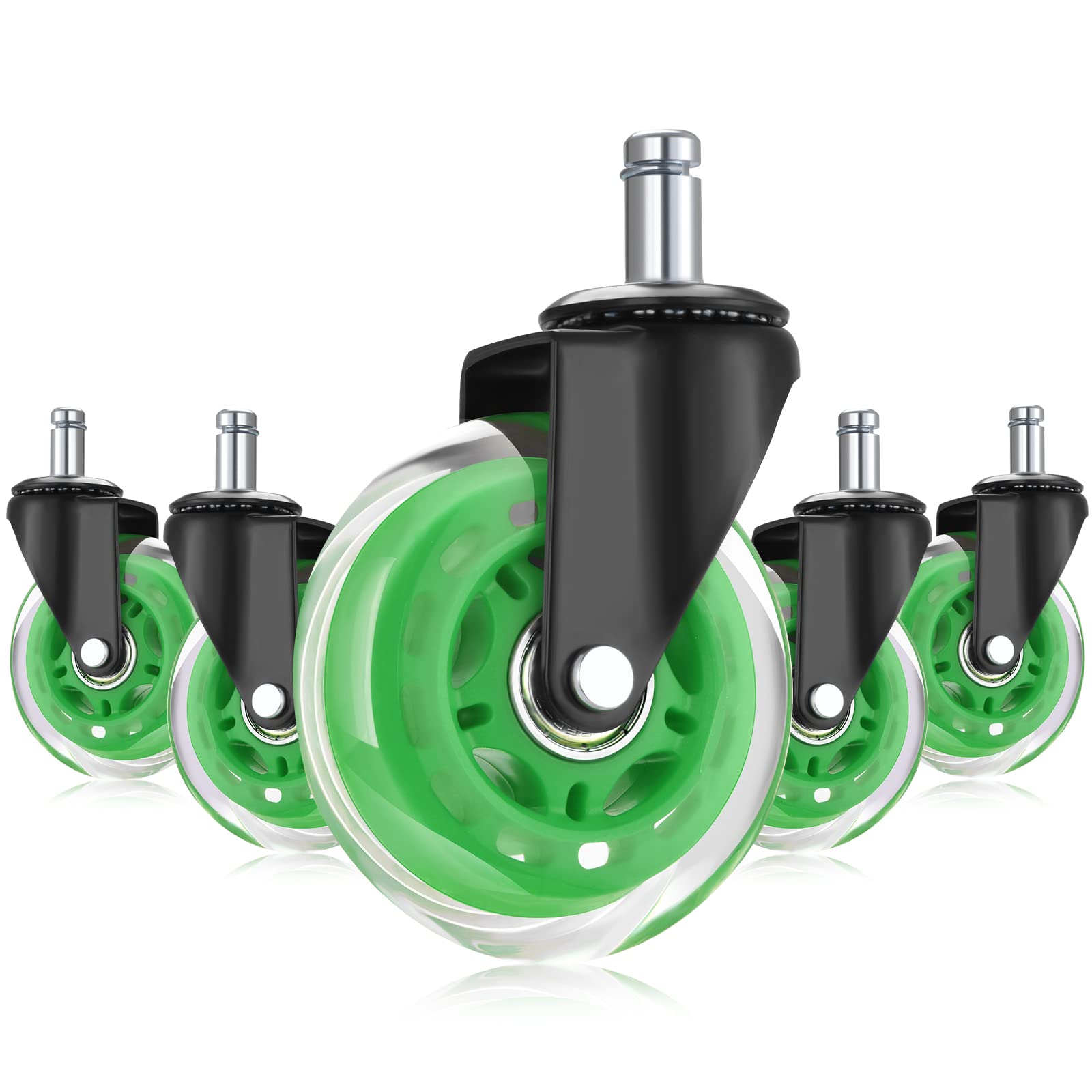 Hivexagon Office Chair Caster Wheels Replacement Set Of 5, Heavy Duty Universal Quiet Rolling Casters 3 Inch Fit Standard Office
