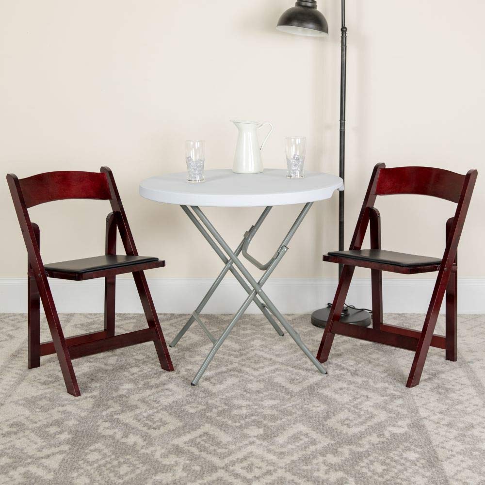 Flash Furniture 4 Pack Hercules Series Mahogany Wood Folding Chair With Vinyl Padded Seat