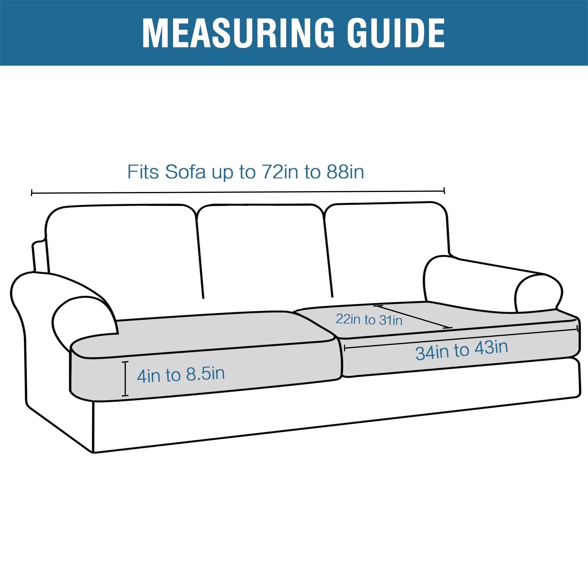H.Versailtex Stretch 2 Piece T Cushion Sofa Slipcovers Individually Sofa Cushion Covers For 2 Cushion Couch Sofa Seat Cushion Covers With Elastic Bands Featuring Thicker Jacquard Fabric, Natural