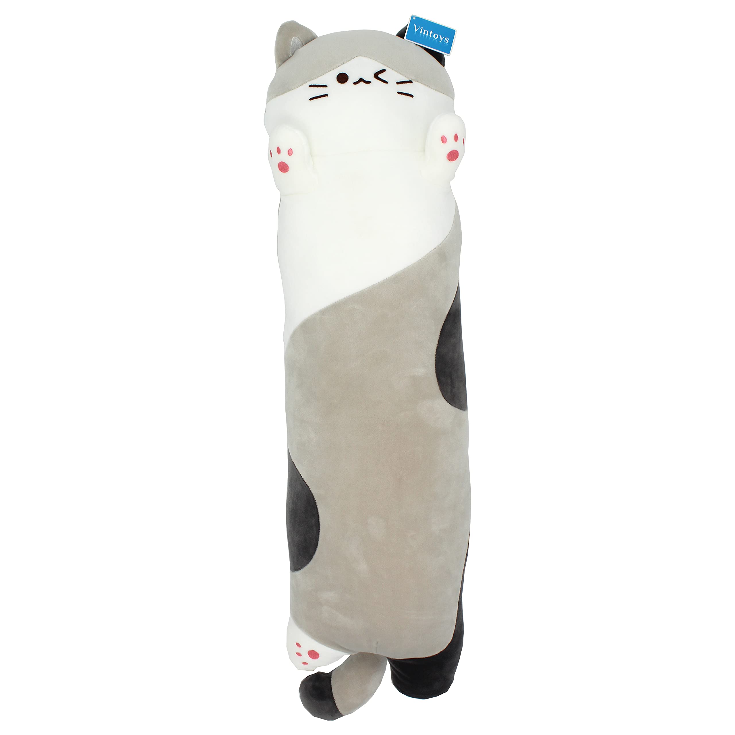 Vintoys Very Soft Cat Long Hugging Pillow Plush Kitten Kitty Stuffed Animals Gray 26'