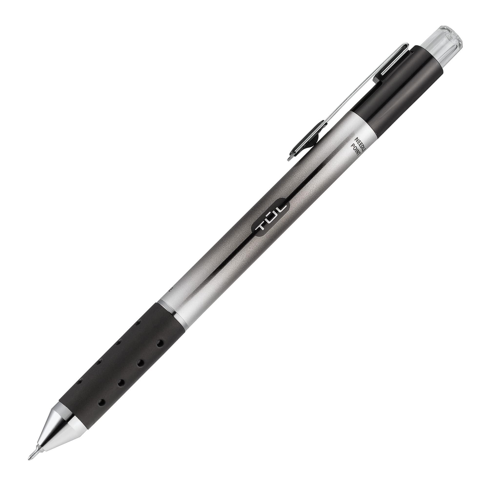 Tul Gel Pens, Retractable, Needle Point, 0.5 Mm, Black Barrel, Black Ink, Pack Of 4