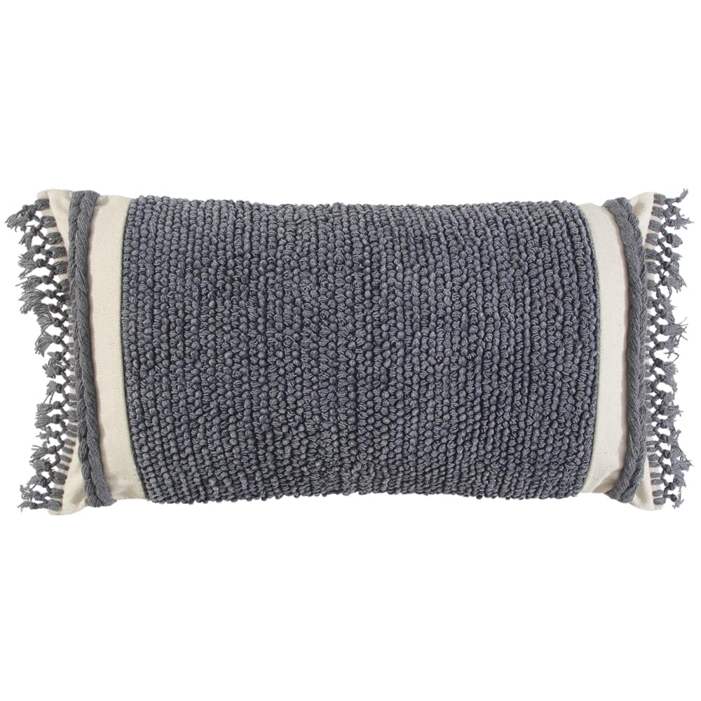 Rizzy Home 14" x 26" Poly Filled Pillow with Woven Cotton Cover-Gray