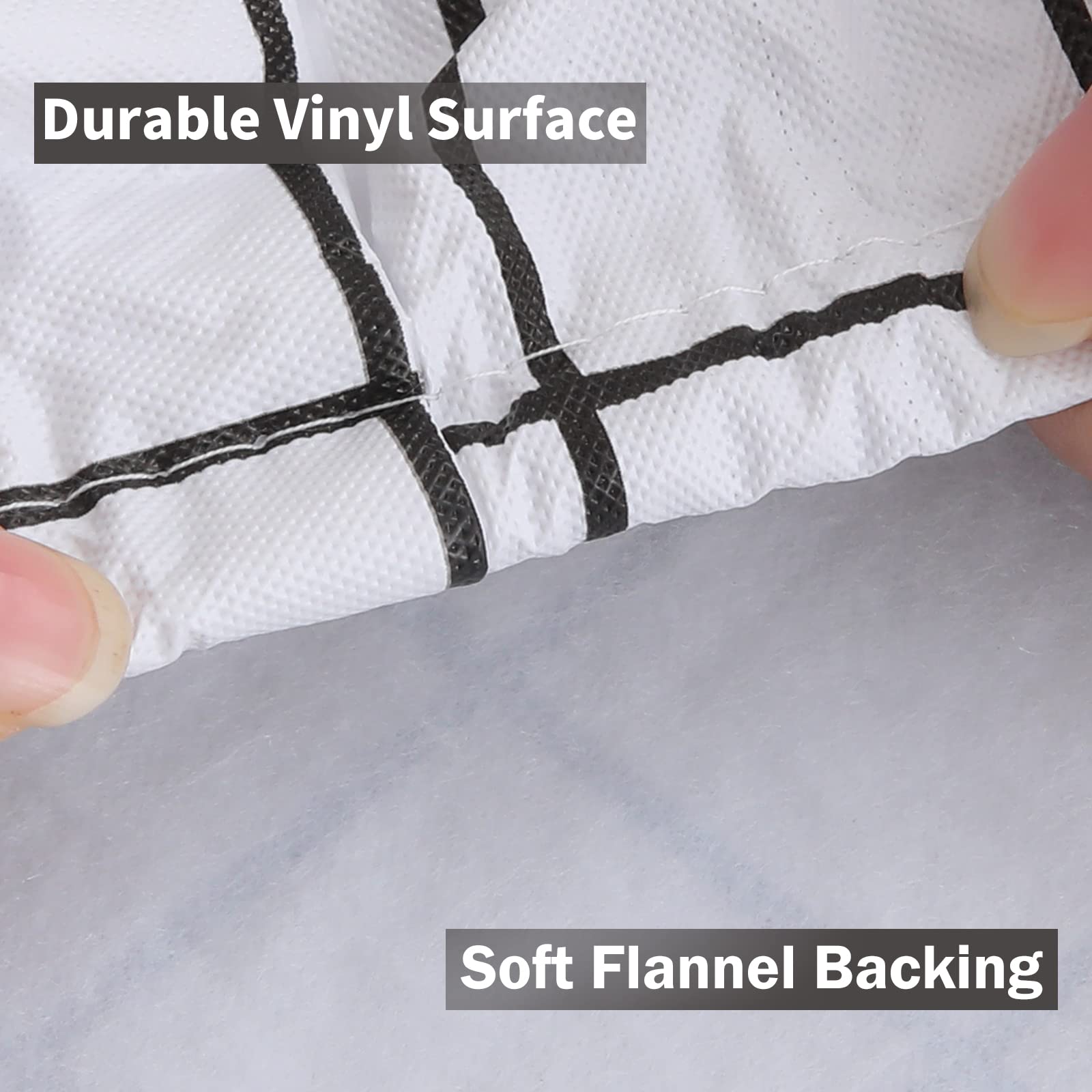 Spotjoy Rectangle Table Cloth, Elastic Fitted Flannel Backed Plastic Table Covers For 4 Foot Folding Tables, Waterproof Vinyl Ta