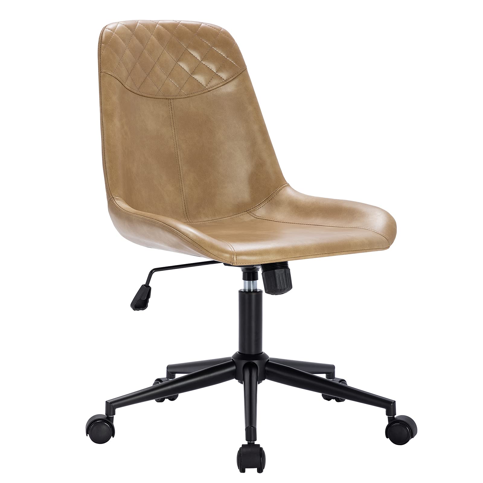 Duhome Modern Pu Leather Office Chair Desk Chair Swivel Computer Chair With Gold Base Yellowish-Brown