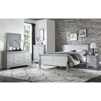 Acme Louis Philippe Wooden Rectangular Mirror In Platinum White