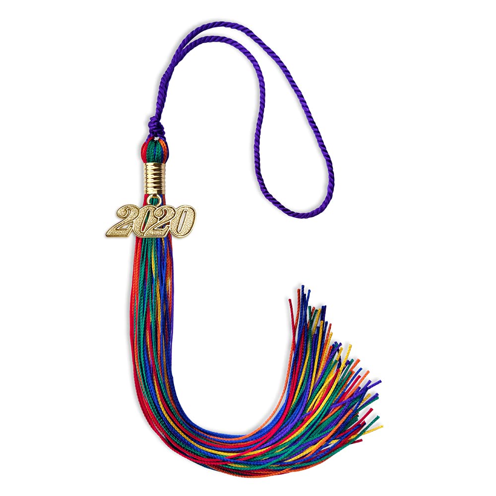 Endea Graduation Single Color Tassel with Gold Date Drop (Rainbow, 2020)