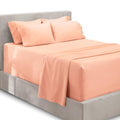 Hearth & Harbor 6Pc King Size Bed Linen Set - Extra Deep Pocket, Microfiber, Peach - Includes 4 Pillowcases, 1 Fitted, 1 Flat Sh