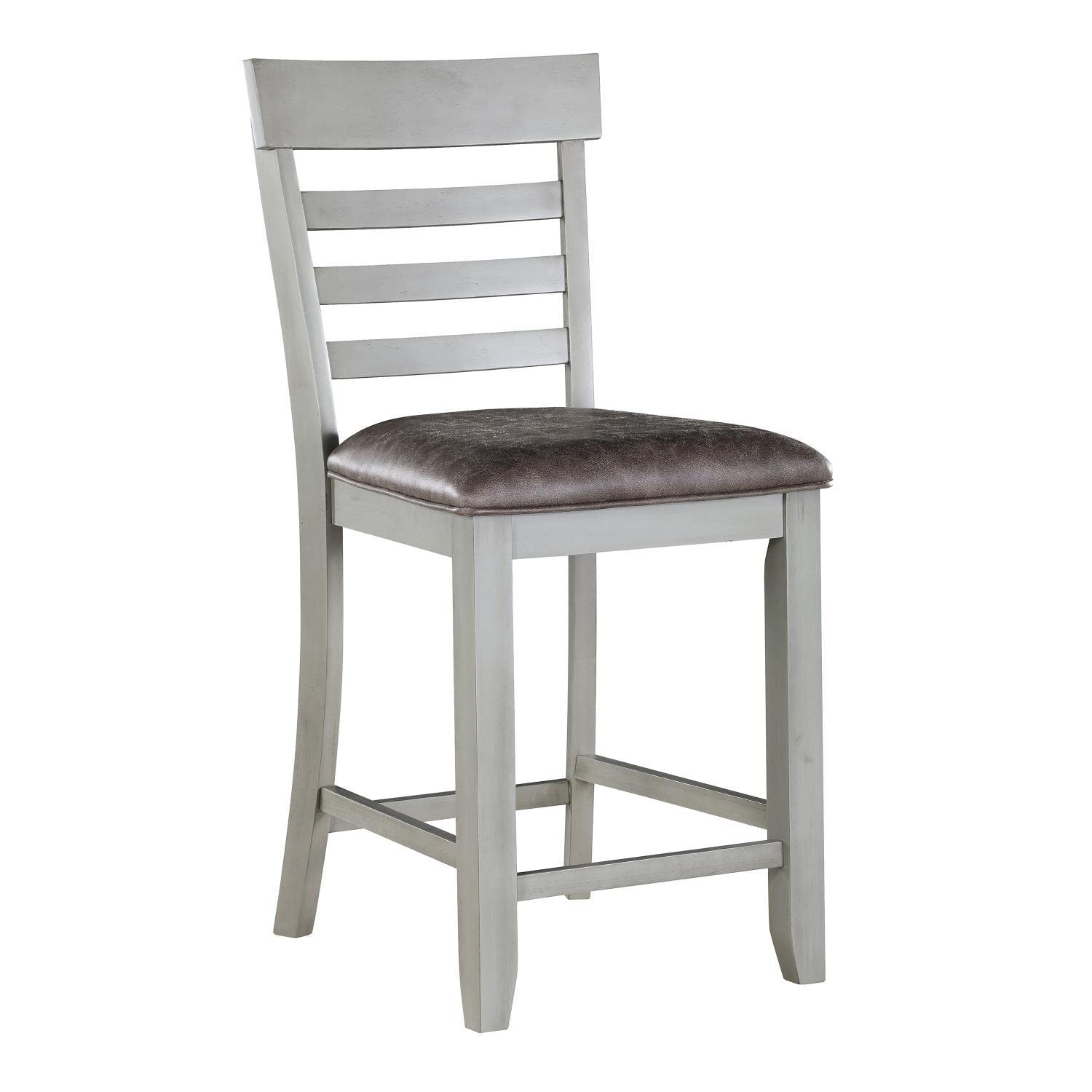 Steve Silver Furniture Hyland 7pc Rectangular Dining Set, 60 to 80-Inch Table w/ 6 Vegan Leather Upholstered Counter Chairs, Dining Room, Storage Shelf, 60" L x 42" W x 36" H, Grey