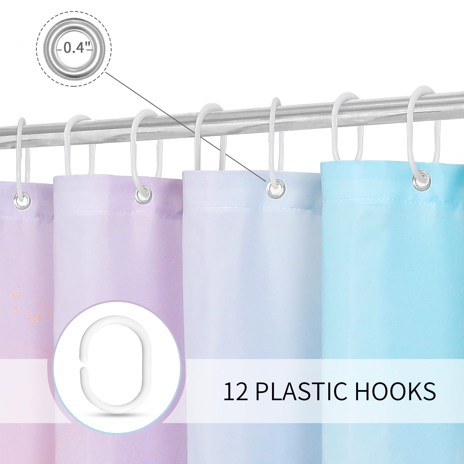 Gibelle Abstract Marble Shower Curtain, Watercolor Pink Turquoise Shower Curtain For Bathroom, Modern Ink Art Decor Waterproof F