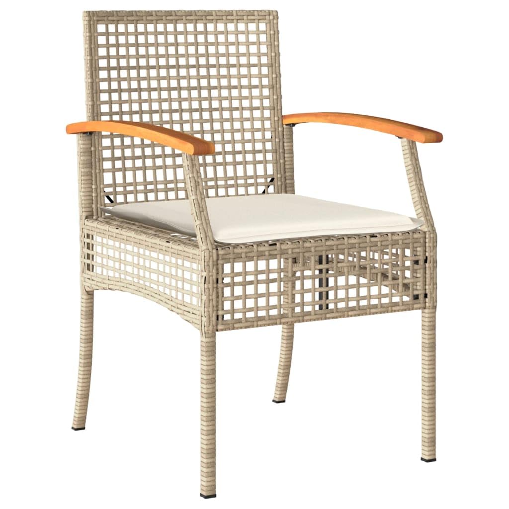vidaXL Garden Dining Set with Pads 5 Pieces Beige Artificial Rattan