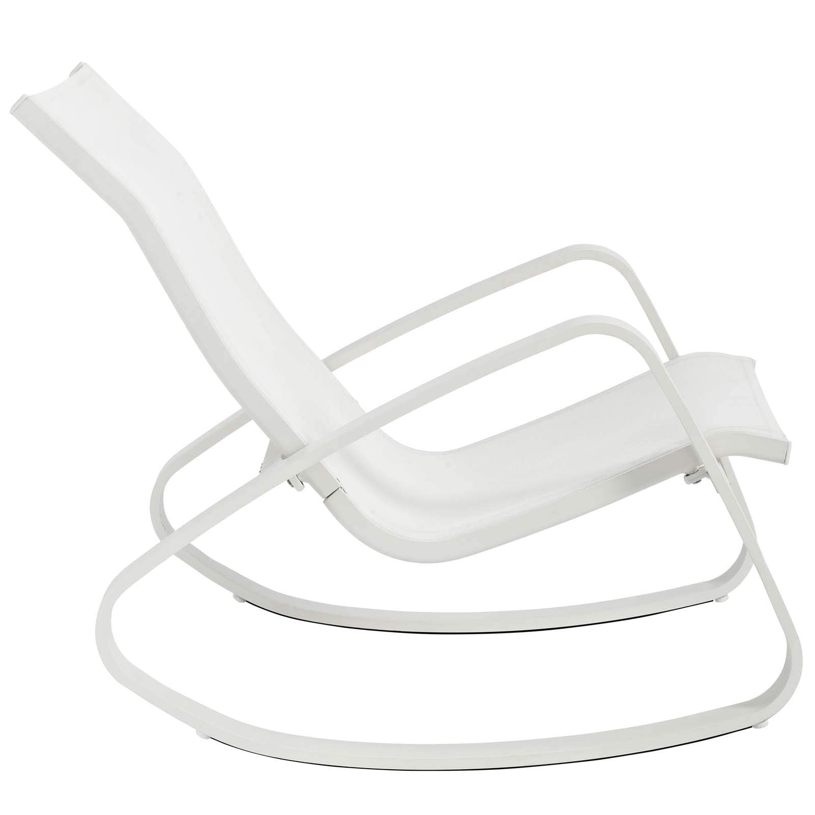 Modway Traveler Outdoor Patio Aluminum Mesh Rocking Sling Lawn Chair Glider In White White