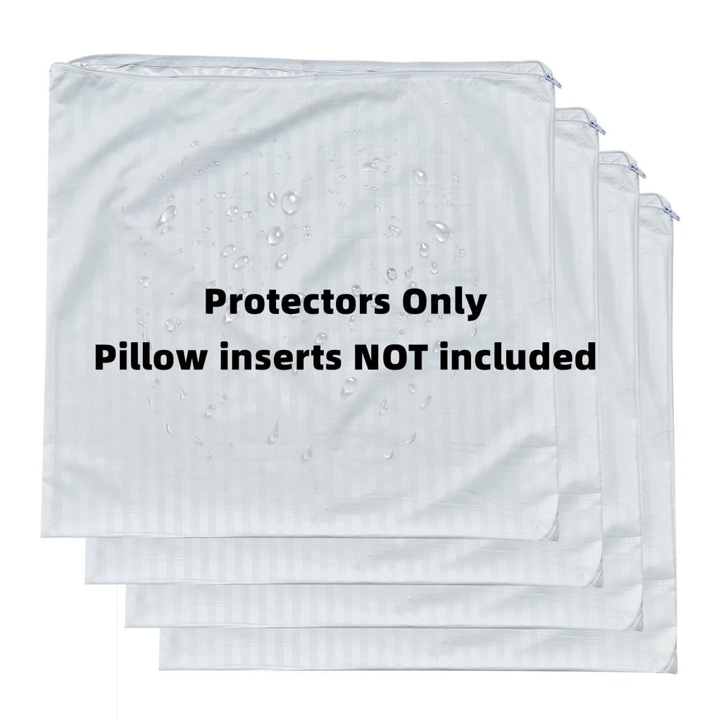 Kingnex 4 Pack Feather Proof Pillow Protectors, 22x22 Waterproof Covers for Goose Down Square Throw Pillows, White