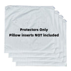 Kingnex 4 Pack Feather Proof Pillow Protectors, 22x22 Waterproof Covers for Goose Down Square Throw Pillows, White