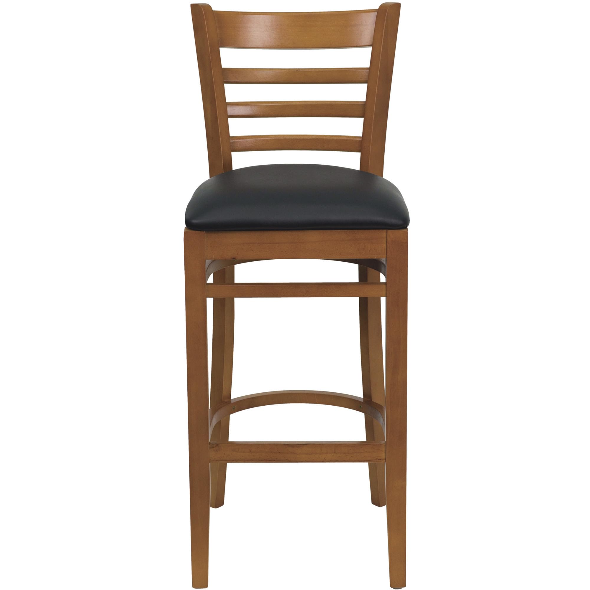 Flash Furniture HERCULES Series Ladder Back Cherry Wood Restaurant Barstool - Black Vinyl Seat