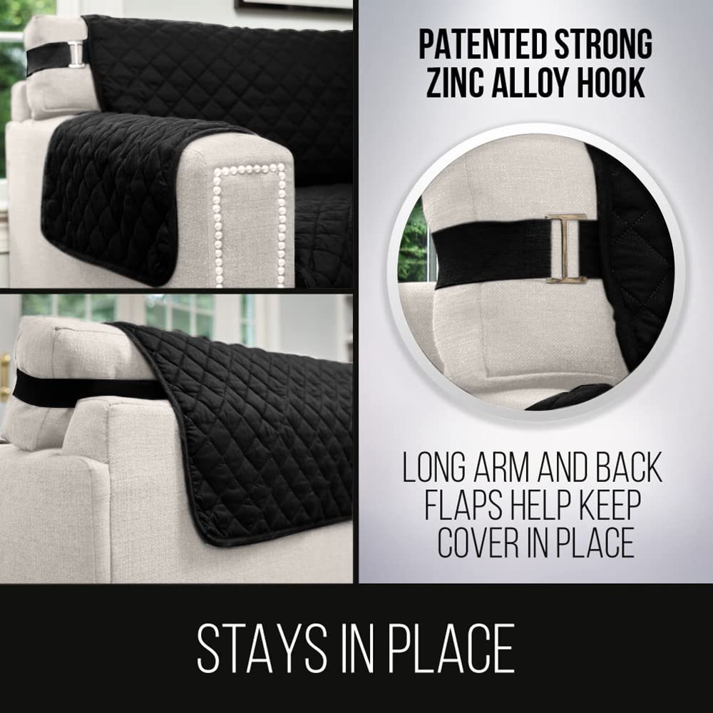 Sofa Shield Patented Chair Slip Cover, Large Cushion Protector, Reversible Stain And Dog Tear Resistant Slipcover, Quilted Microfiber 23” Seat, Washable Covers For Dogs Pets Kids, White