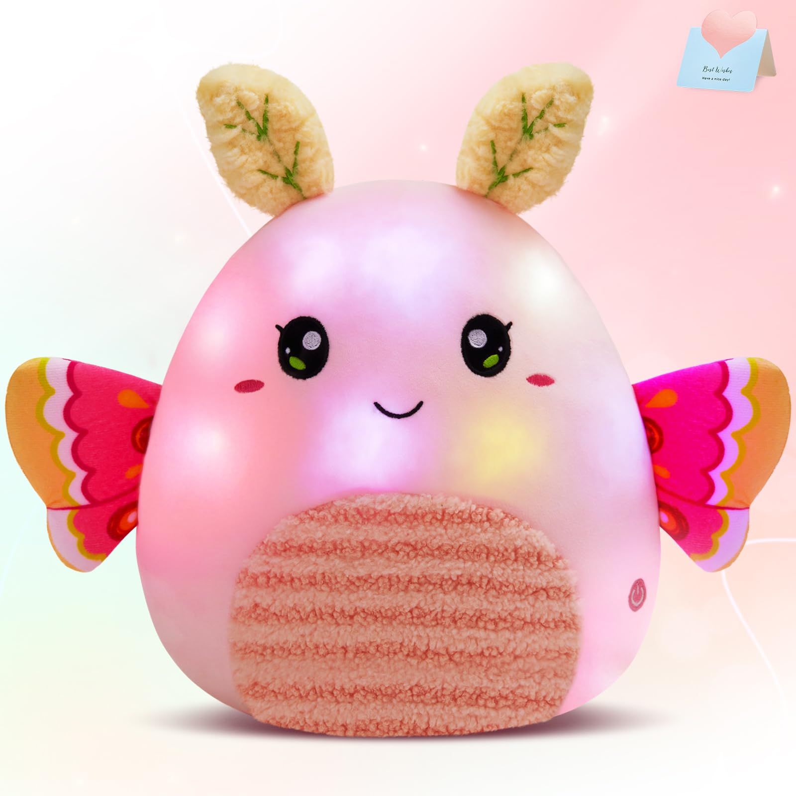 Cozyworld 12 Inch Led Cuddly Pink Butterfly Plush Pillow,Super Soft Butterfly Stuffed Animals Plush Toys,Light Up Stuffed Plushi