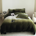 Clothknow Green Fluffy Comforter Set California King 3Pcs Olive Green Bedding Comforter Sets Amy Green Comforter Green White Com