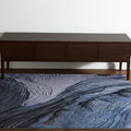 4' X 6' Blue Black And Gray Abstract Hand Tufted Area Rug