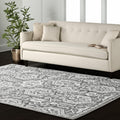 5' X 8' Gray And White Geometric Hand Tufted Area Rug