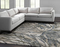 7' X 10' Gray Green And Ivory Abstract Area Rug
