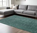 9' X 13' Green And White Hand Woven Area Rug