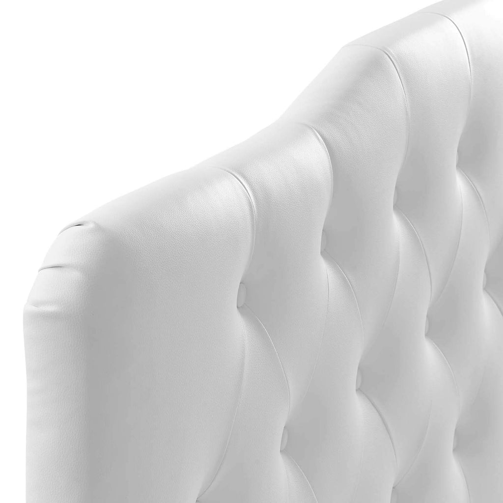 Modway Annabel Tufted Button Faux Leather Upholstered Queen Headboard in White