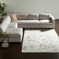 10' X 13' Tan Brown And Blue Abstract Distressed Area Rug