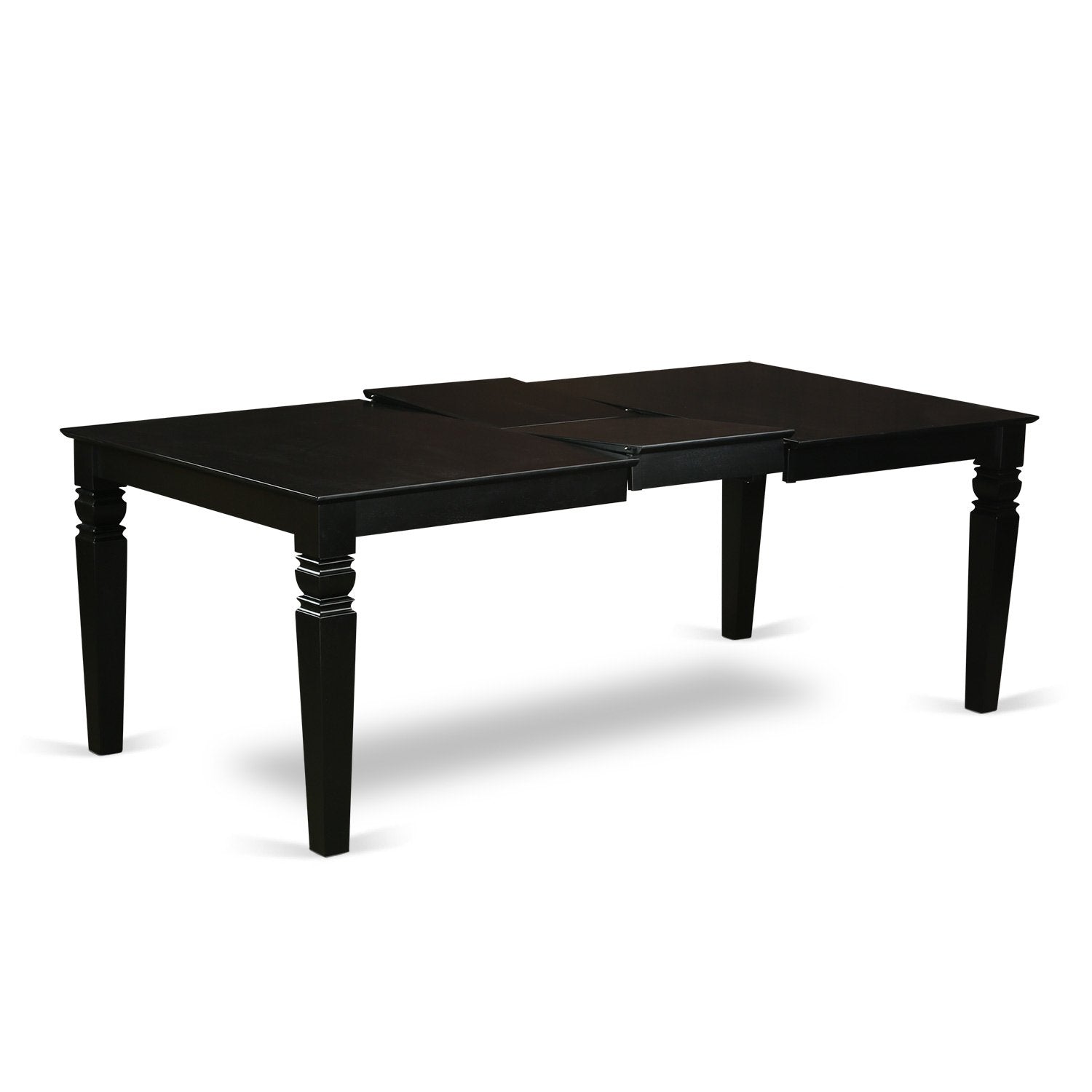 East West Furniture Lgen7-Blk-69 7 Piece Dining Room Furniture Set Consist Of A Rectangle Wooden Table With Butterfly Leaf And 6 Black Faux Leather Parson Chairs, 42X84 Inch