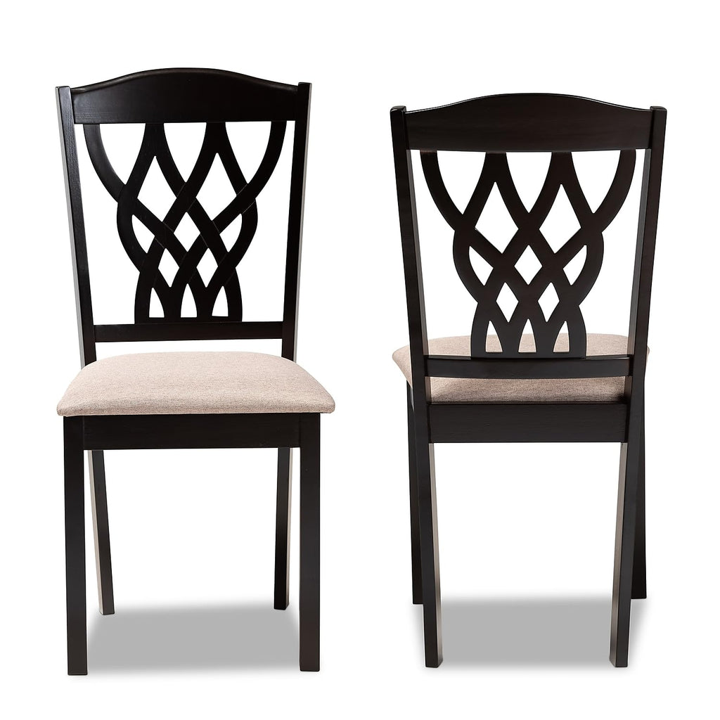 Baxton Studio Delilah Modern Fabric Dining Chair, Sand and Dark Brown, 2/Set (171-2PC-10953HT)