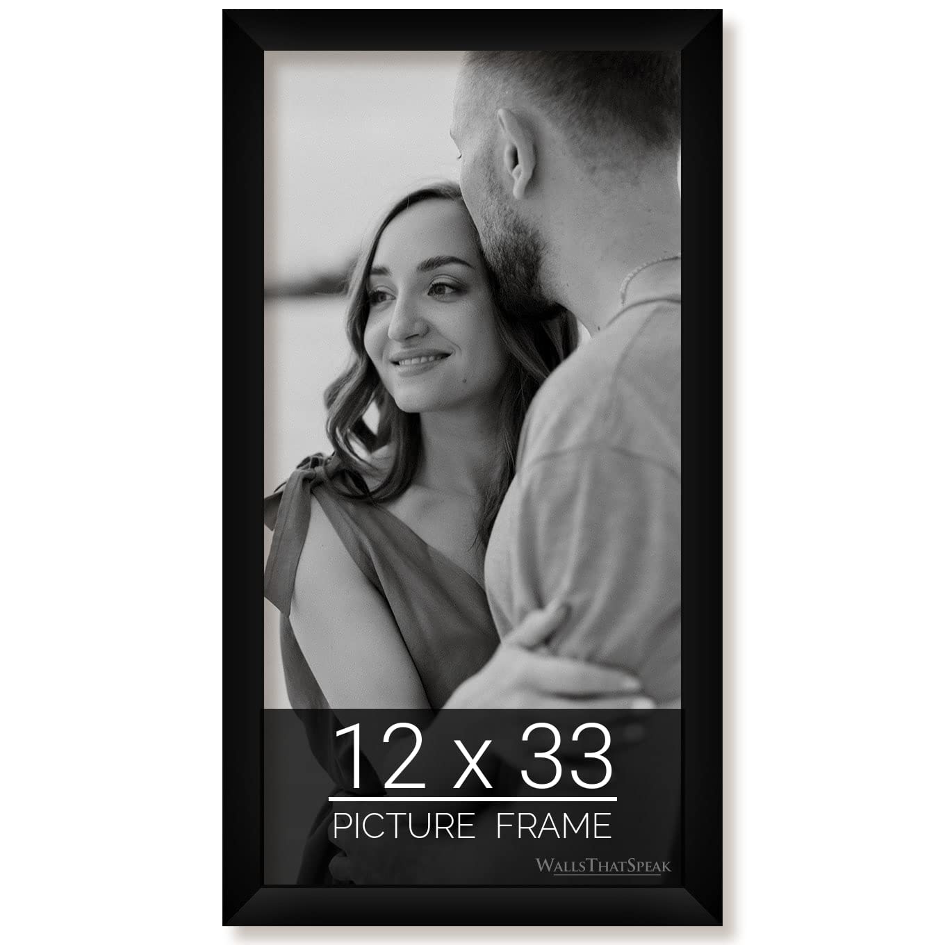wallsthatspeak 12x33 Black Picture Frame for Puzzles Posters Photos or Artwork