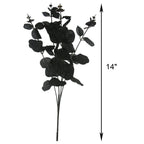 Tinsow 10 Pcs Black Artificial Eucalyptus Branches Stems Faux Eucalyptuses Real Touch Leaf Gathic Theme Party Bouquet Centerpiec
