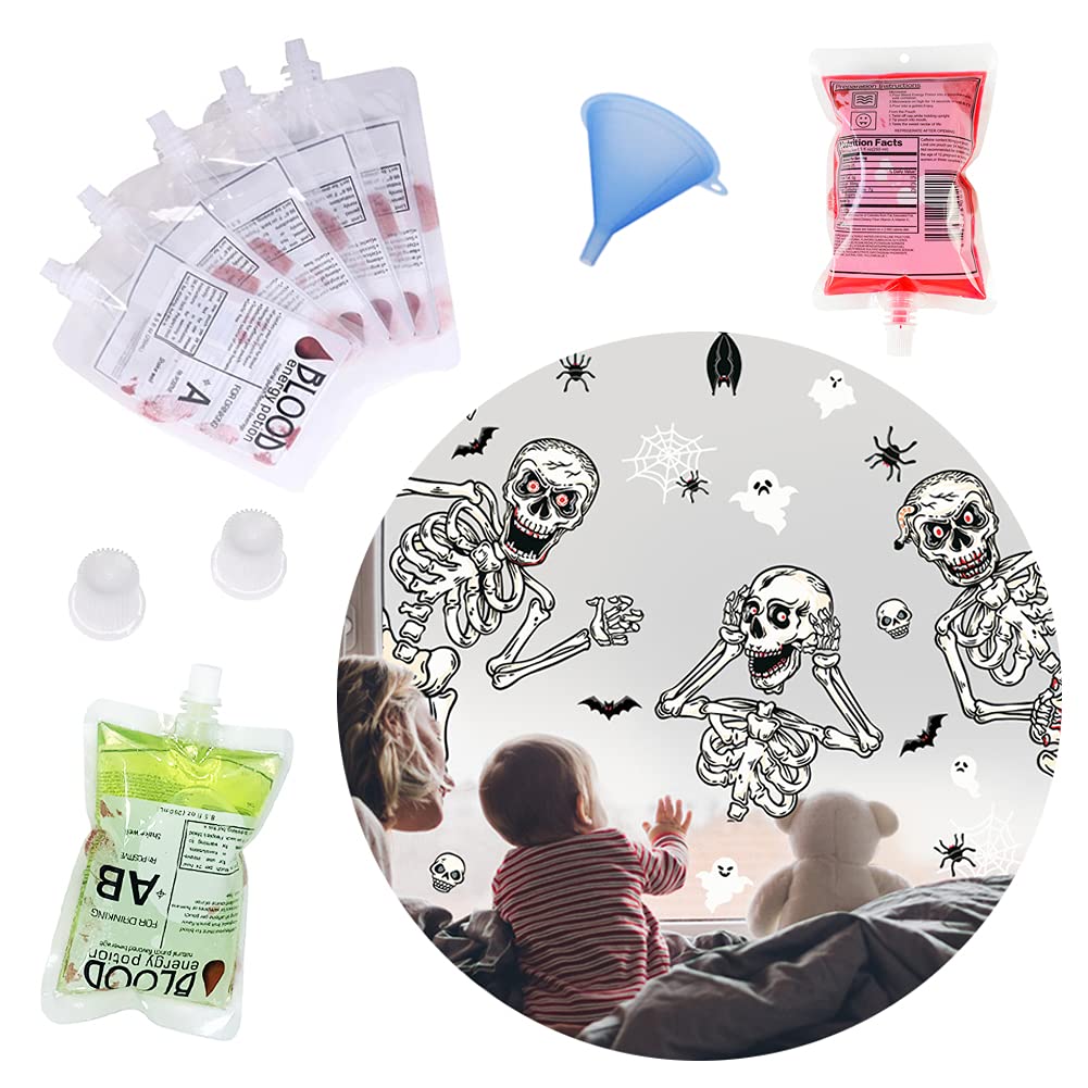 Woozettn 20 Pack Blood Bags for Drinks, 8.5oz Anti-Leak Reusable Food Grade Clear Cups for Halloween and Christmas